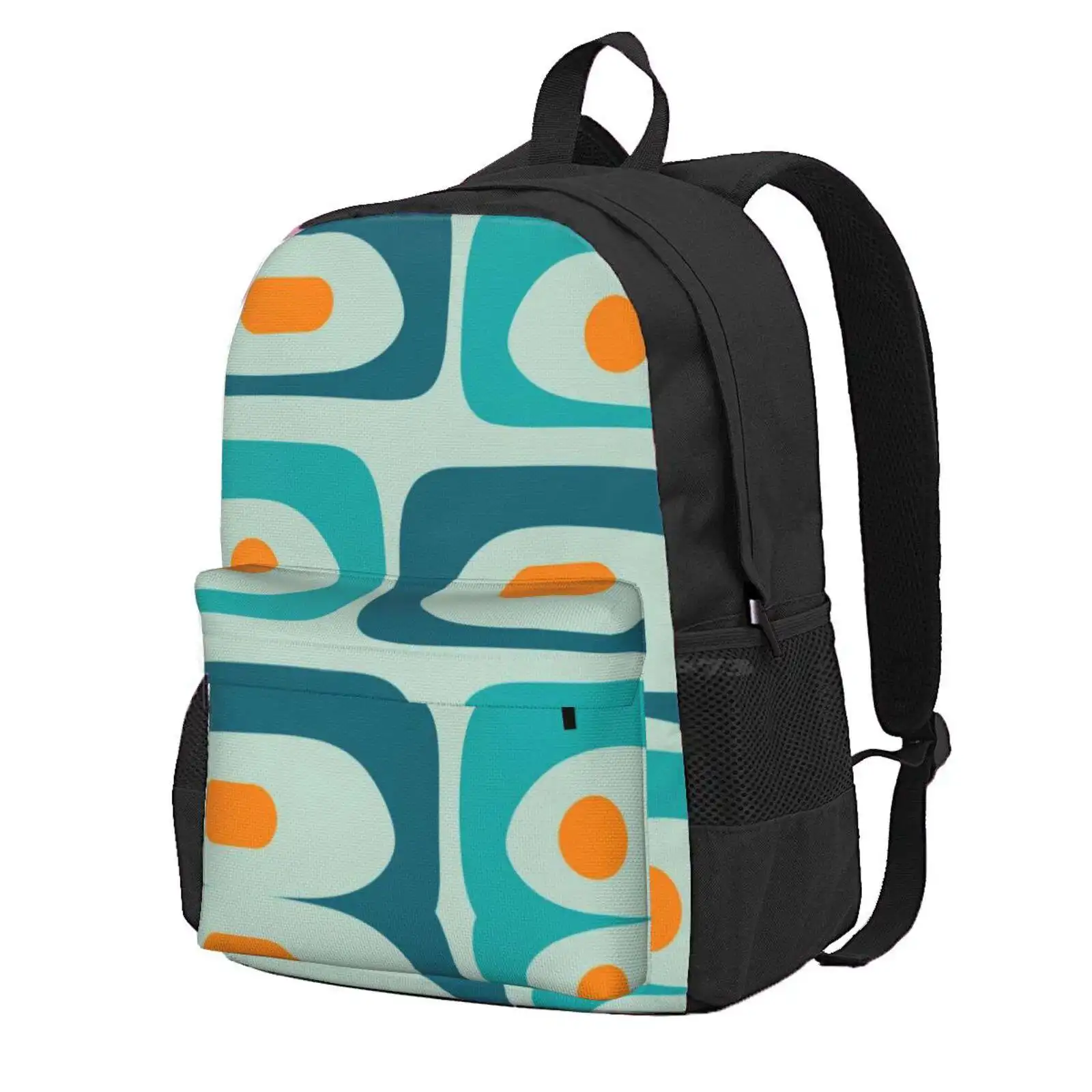 Mid Century Modern Piquet Abstract Minimalist Pattern Teal Aqua Orange Hot Sale Schoolbag Backpack Fashion Bags Midcentury Mid