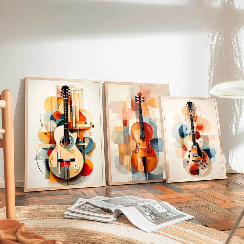 Poster Seni Dinding Kanvas Mus - Musical Instrument Painting ulasan dan harga