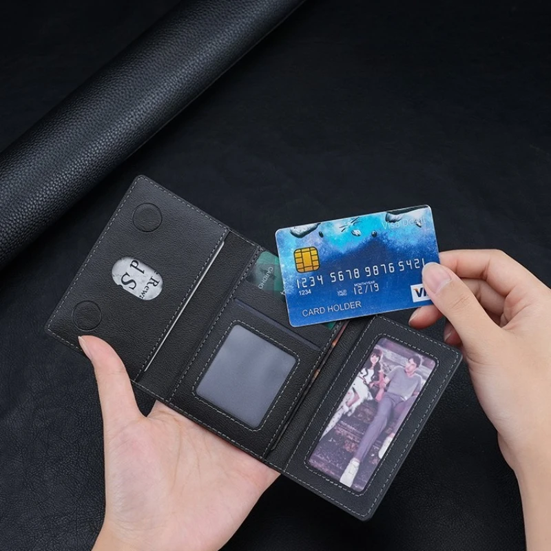 ที่ใส่บัตรแม่เหล็ก Magsafe หนัง PU ช่องใส่บัตรหลายช่อง กระเป๋าสตางค์แบบพับสามตอนสำหรับผู้ชาย กระเป๋าใส่บัตรแม่เหล็กสำหรับ Apple สำหรับ iPhone