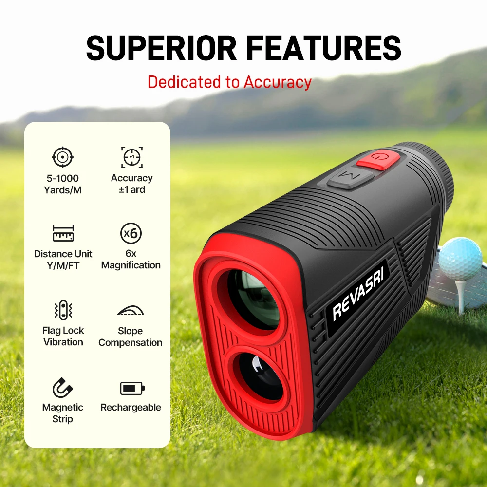 REVASRI Golf Rangefinder with Slope Compensation 1000 yds Laser Range Finder with Precise Flag Locking Vibration Strong Magnetic