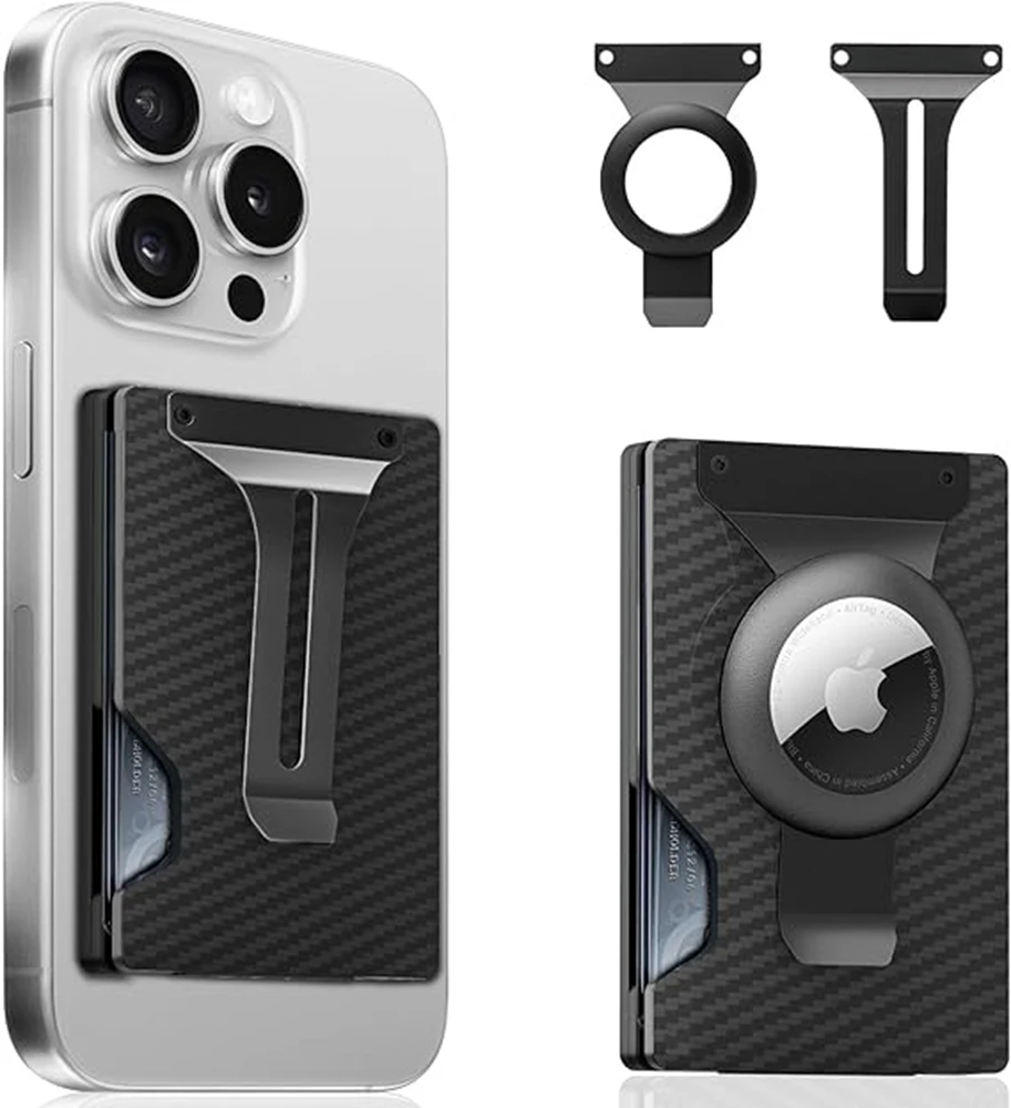 MagSafe Magnetische Metall-Handyhülle mit AirTag-Fach, Kartenhalter, RFID-Blockierung, Geldklammer und Magnetischem Kartenetui für iPhone 12 bis 16 – Detail 7