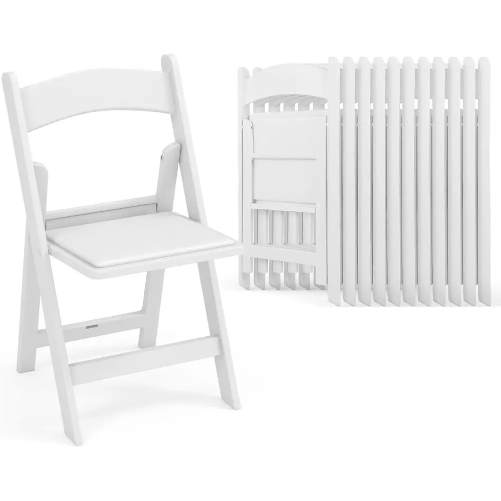 

12-Piece Padded Seat Outdoor Chairs, Durable Resin, 1100 lbs Capacity, Ideal for Events & Office