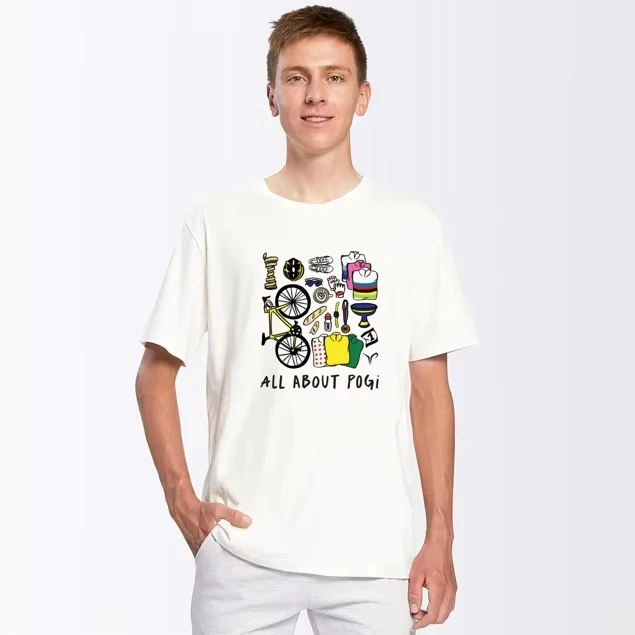 ALL ABOUT POGI World Champion Legendary Cyclist T-Shirt Cotton Graphic Tee Men's and Women's Summer Y2K Streetwear Top