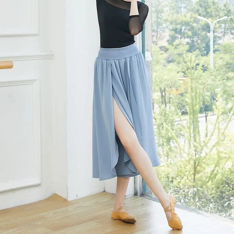 Jupe et pantalon de danse de ballet pour femmes, fente haute, jambe large, pratique de la danse classique du ventre moderne, vêtements de scène de performance