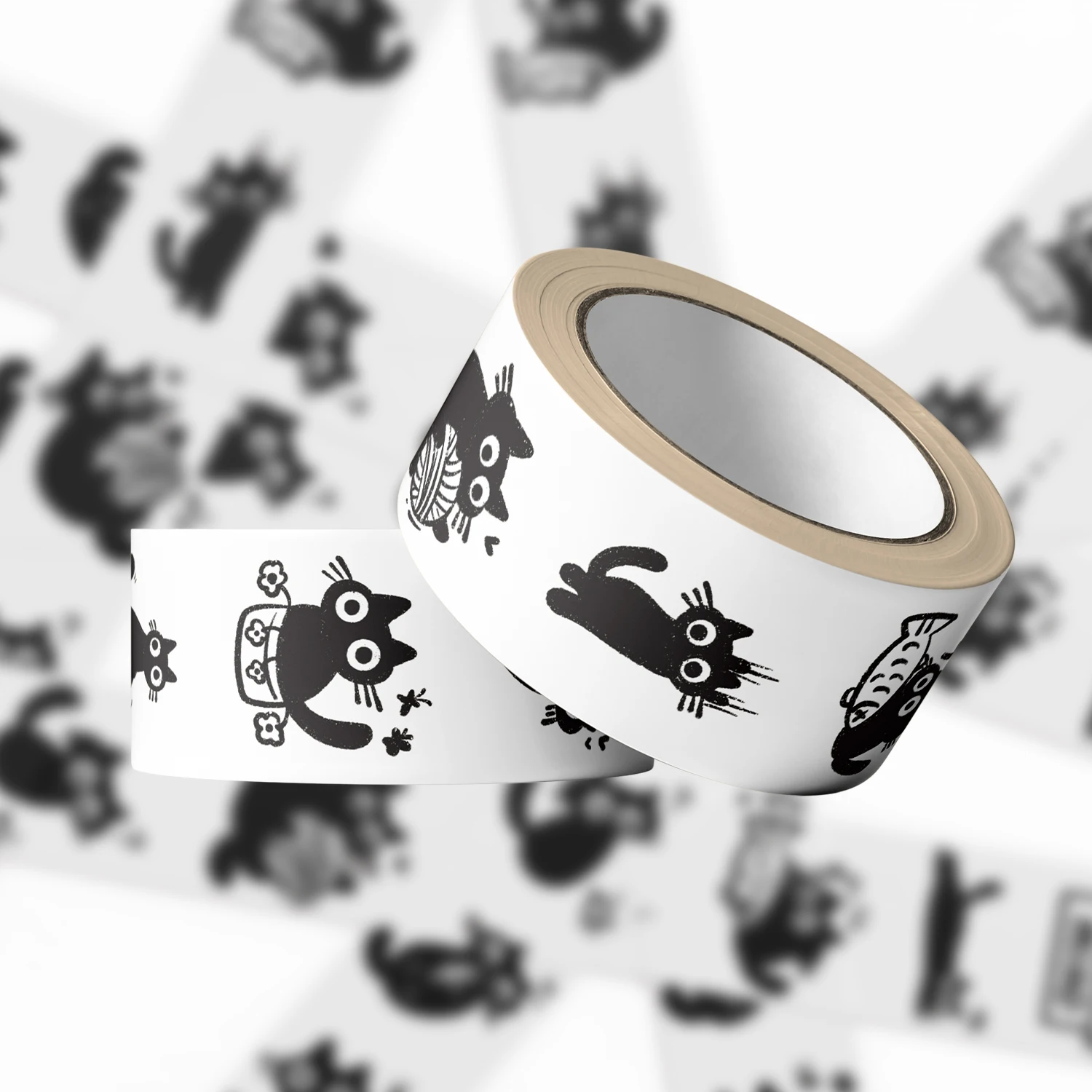 500Pcs Cartoon Black Cat Graffiti Roll Stickers Pack Gift Sealing Stickers Decorative Luggage Notebook Waterproof Sticker image 5