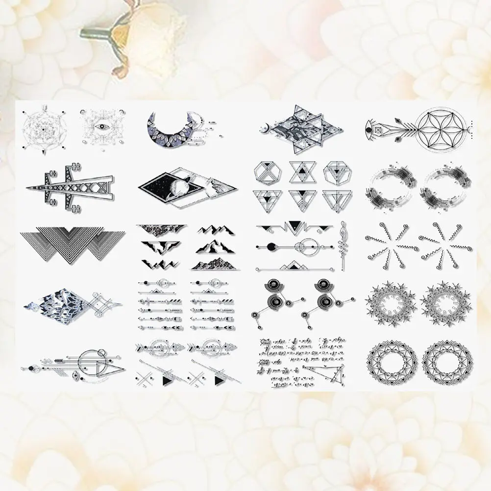 

2 набора наклеек с геометрическим узором, 2 набора временных татуировок, водонепроницаемые простые наклейки для лица, боди-арт, маскировка шрамов, для вечеринок на Хэллоуин