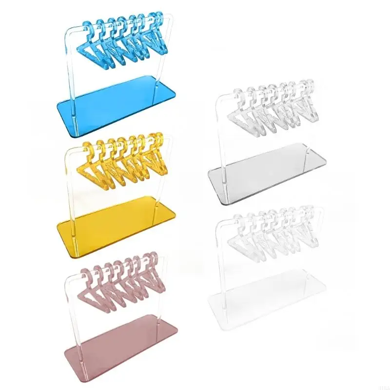 31KA Acrylic Colorful Coat Hanger Earring Display Stand with Mirrored Base