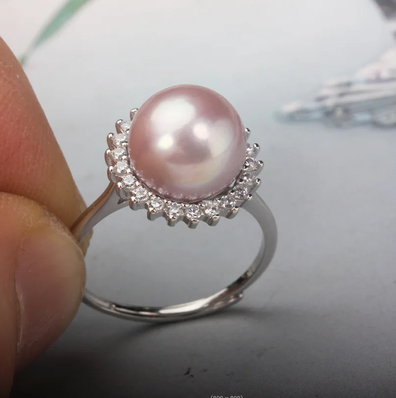 خاتم AAAA من اللؤلؤ الوردي الأصلي مقاس 10 مم من بحر الجنوب الطبيعي مقاس قابل للتعديل #2