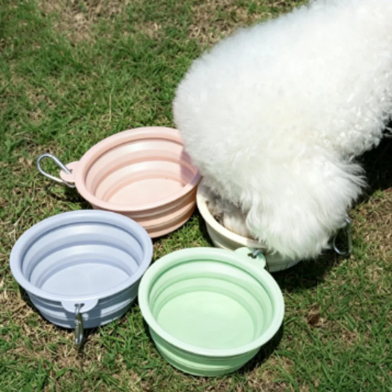 Tragbare 350ML Zusammenklappbare Haustier-Schüssel Faltbare Hunde- und Katzen-Wasserschale Reise-Outdoor-Welpen-Trink- und Fütterungsschüssel