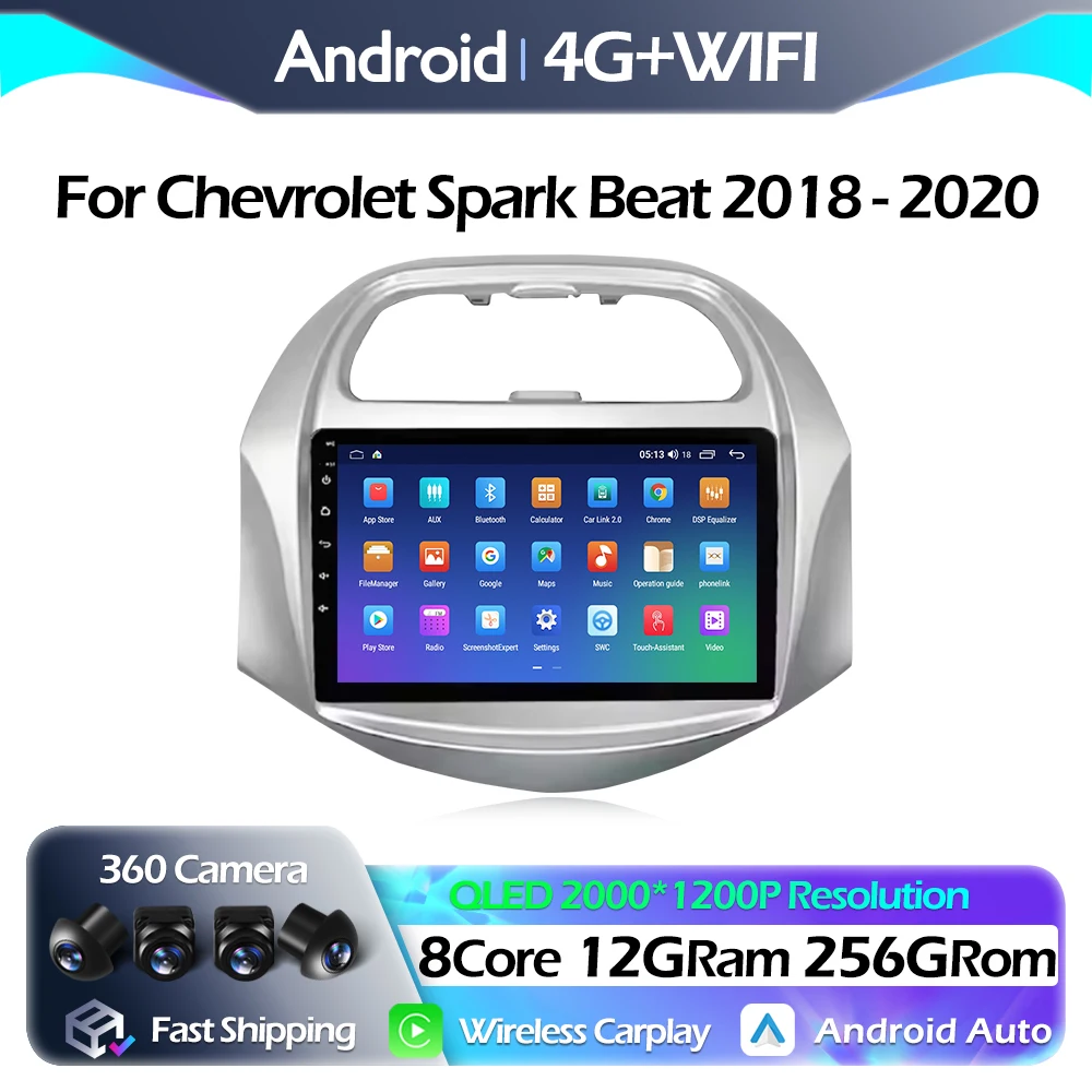 

Bluetooth For Chevrolet Spark Beat 2018 - 2020 Multimedia Video Player Android Auto Navigation GPS WIFI Carplay 4G DSP