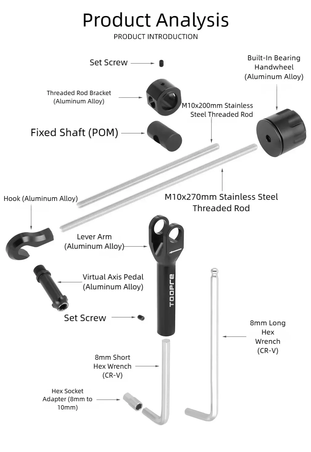 TOOPRE Fahrrad-Kurbelabdeckungs-Schraubenentferner-Set Reparaturwerkzeug für Mountainbikes 8mm 10mm Kurbelschrauben-Entfernungswerkzeuge mit statischer Kraft – Detail 3