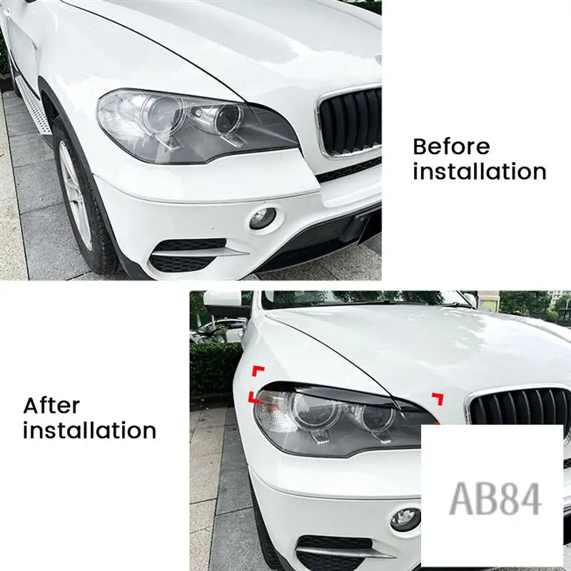 

Car Front Headlight Cover Head Light Lamp Eyelid Eyebrow Trim ABS For BMW X5 E70 2008-2013 Gloss Black Accessories