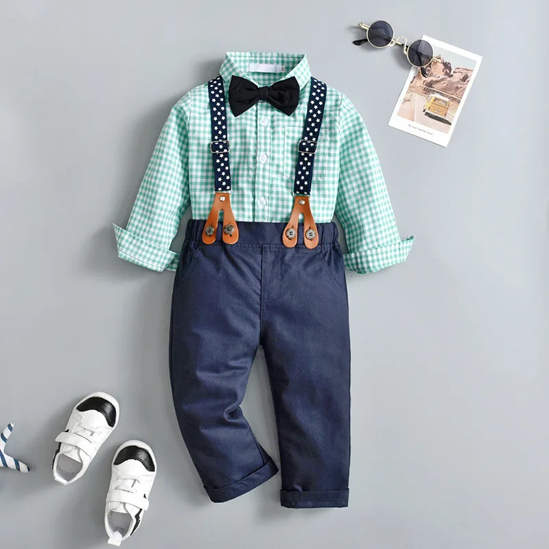 

Kids Clothes Children's Suits Formal Suit Overalls Two-piece Summer and Autumn Boys Long-sleeved Baby Clothes