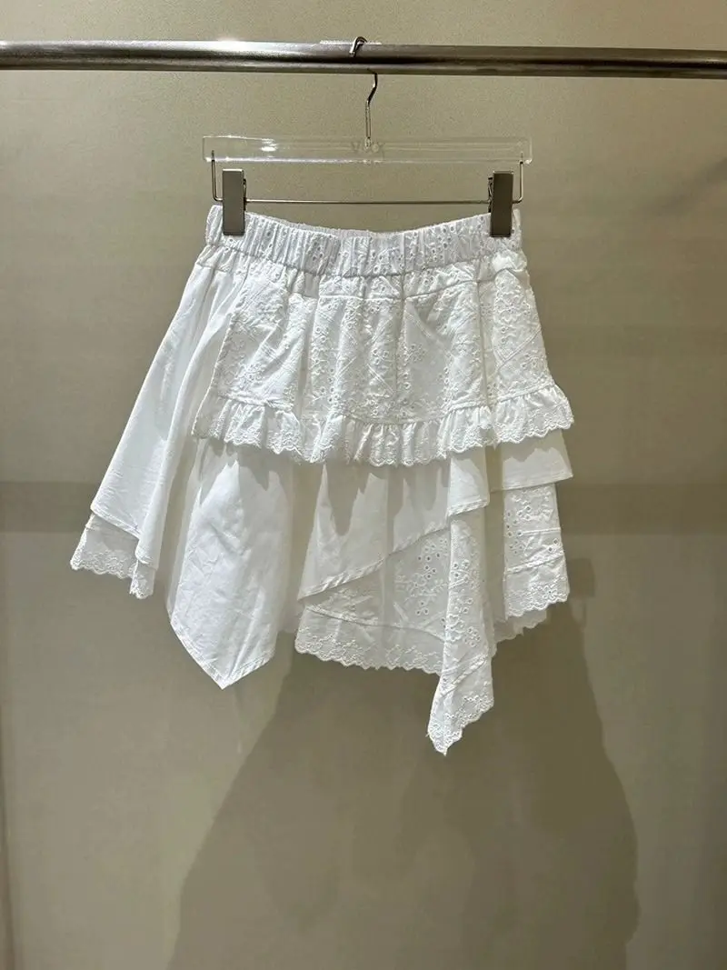 Zuid-Korea Dongdaemun lente retro hoge taille laag onregelmatige kanten rok met ruches