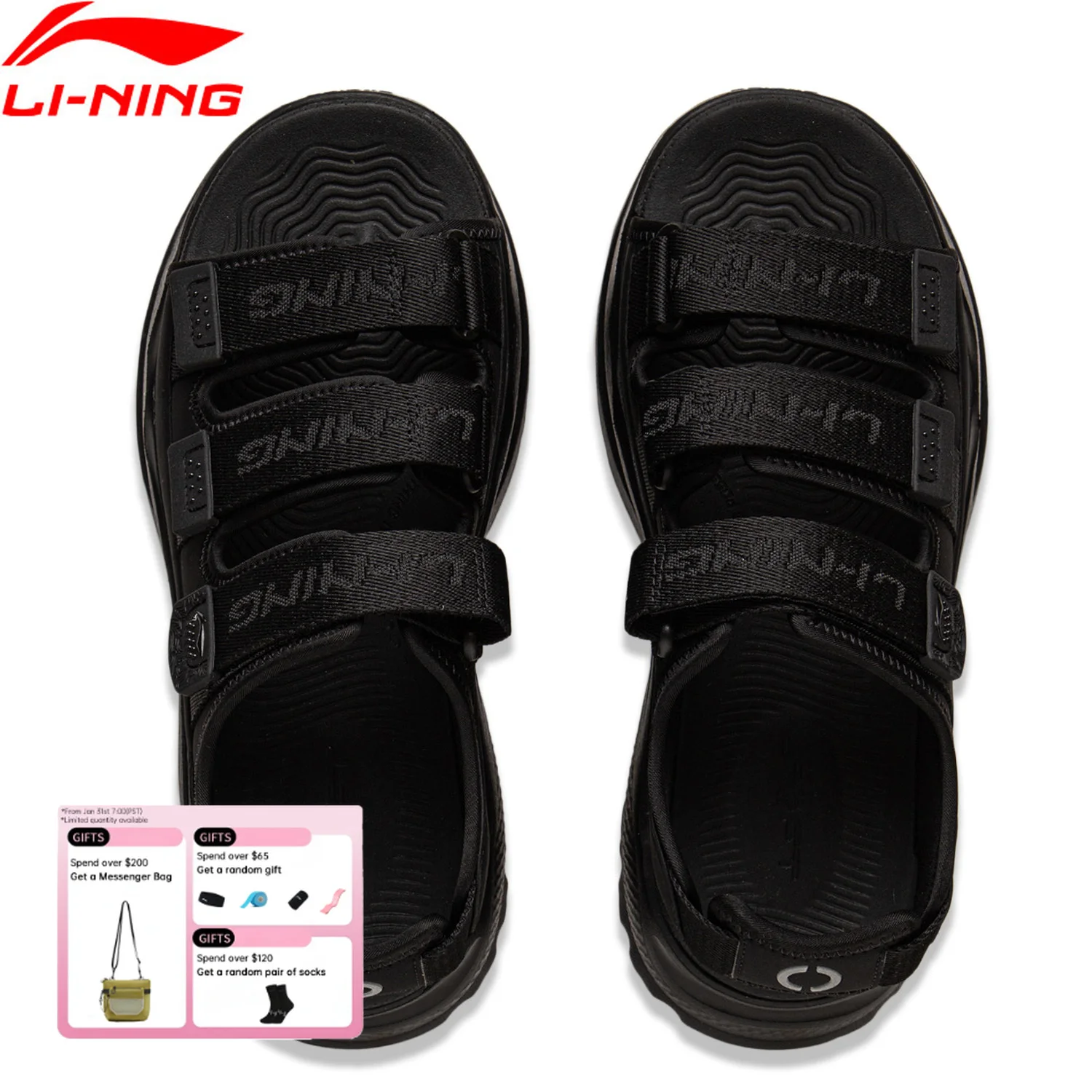 Li-Ning Unisex SOFT COCA Sandals COMFOAM Amortyzacja Wygodne LiNing Męskie Damskie Modne Sneakersy AGUV001