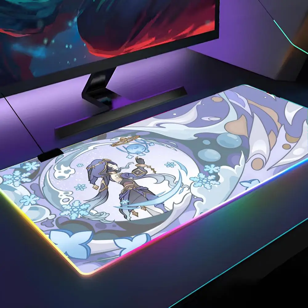 

Genshin Impact коврик для мыши RGB с подсветкой коврик для мыши ноутбук коврик для мыши ноутбук геймер компьютерный стол игровые аксессуары