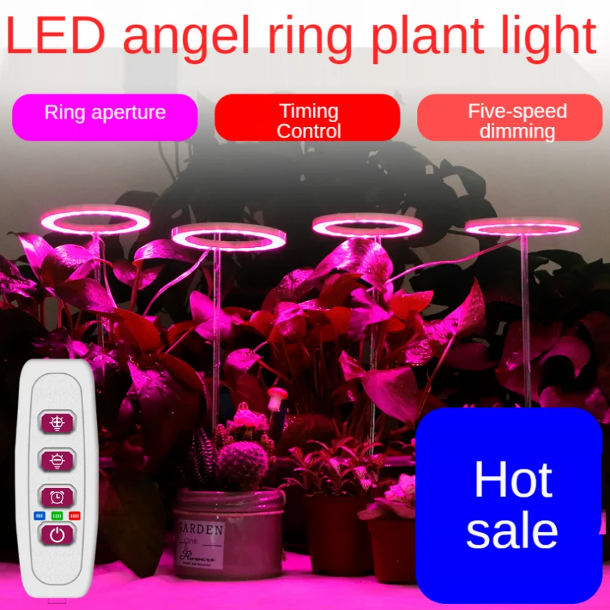 8/12/16H Timer LED Growing Light Full Spectrum for Indoor Plants USB Ring Phytolamp Halo Light Dimmable Sunlight for Succulent