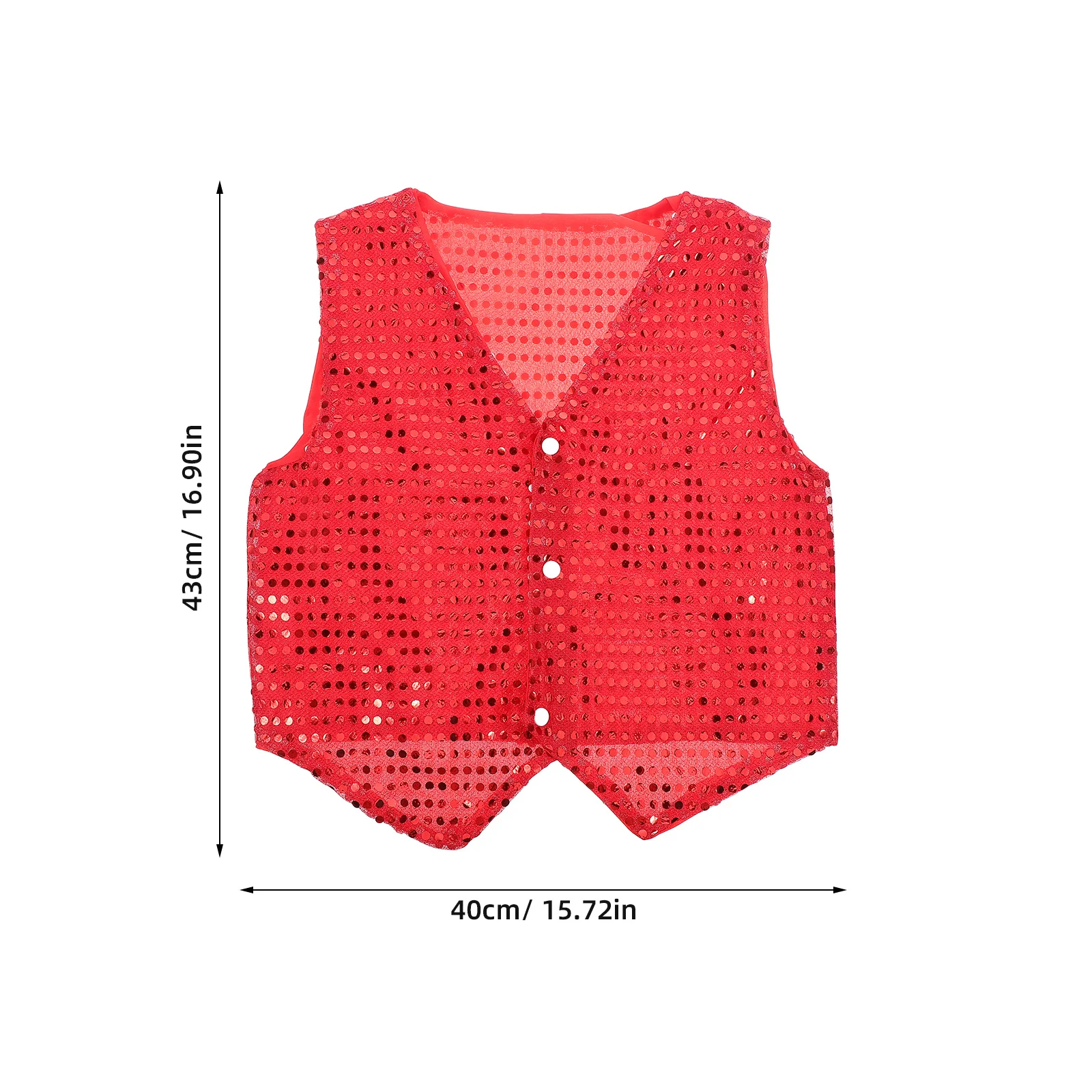 어린이 반짝이 스팽글 조끼 레드 140cm 힙합 재즈 댄스 의상 민소매 조끼 어린이 공연 무대용
