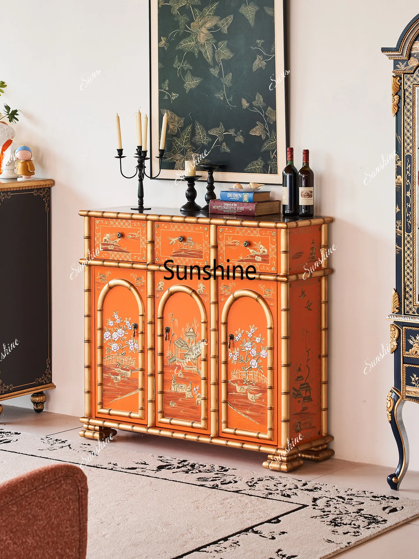 

American retro living room home storage cabinet simple decorative cabinet