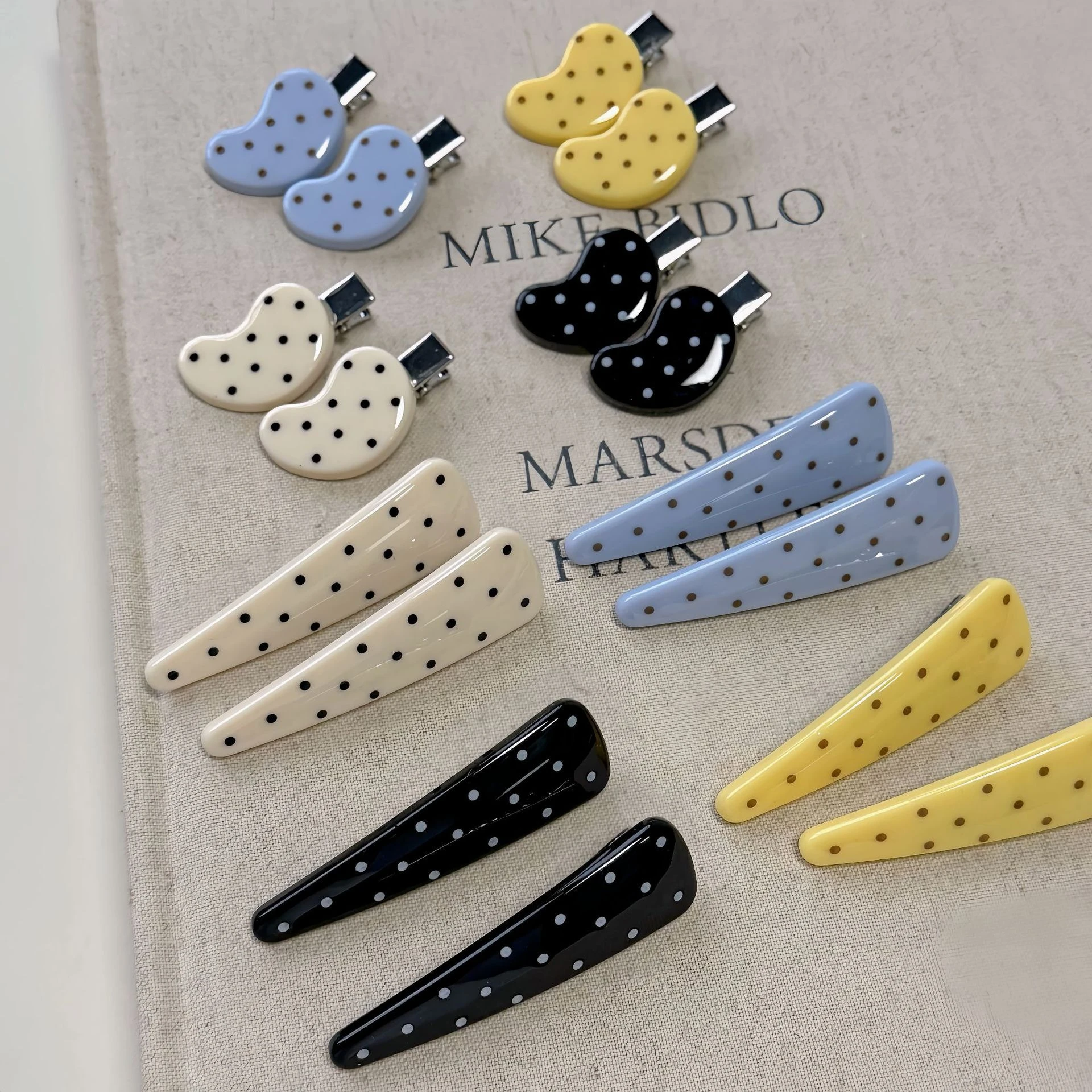 

Summer Cheese Yellow Blue Polka Dot Duckbill Clip Female Korean Simple Versatile Bangs Clip Hairpin Cute Fresh Hair Accessories
