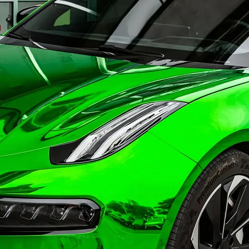 

Gloss Green Chrome Mirror Vinyl Wrap Roll Air Release Stretch Adhesive Decal Film DIY Motorbike Car Wrapping Sticker