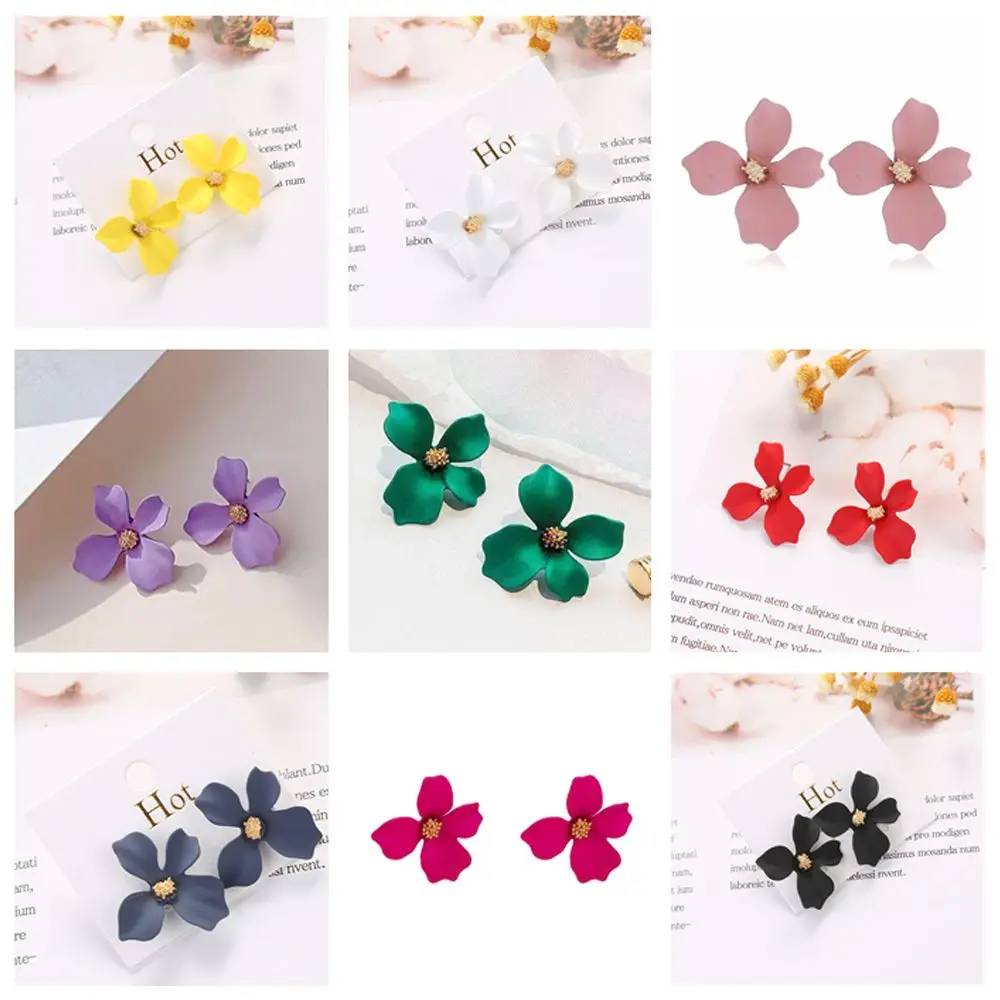 Jewelry Women Spray Paint Petal Fashion Stud Earrings Vintage Ear Studs Ear Stud Dangle Flower Earrings