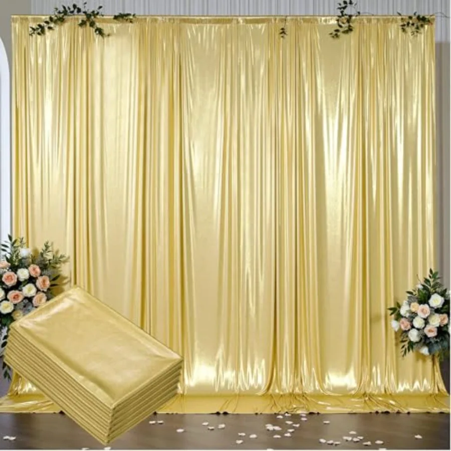 

30x10ft Gold Sequin Backdrop Curtains for Wedding Parties Photography Stage Decor, Wrinkle Free Non-Shedding Glitter Fabric, 6