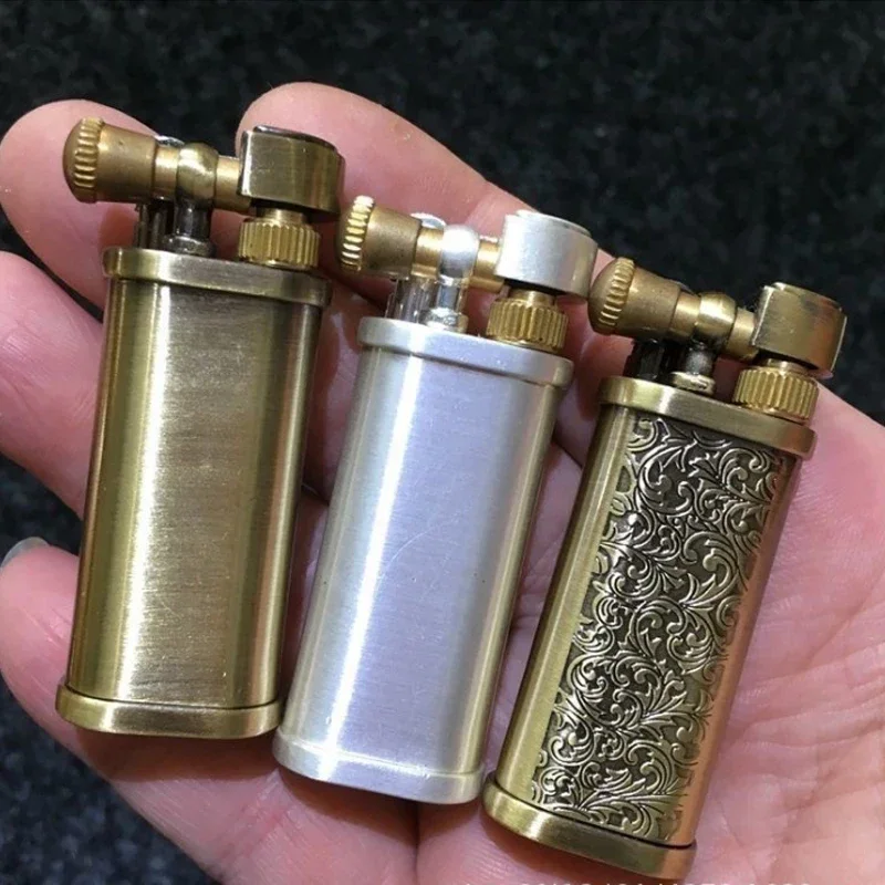 New Tang Grass Vintage Flint Kerosene Lighters Flame Retro Metal Grinding Wheel Petrol Cigarette Cool Lighters Creative Gadgets