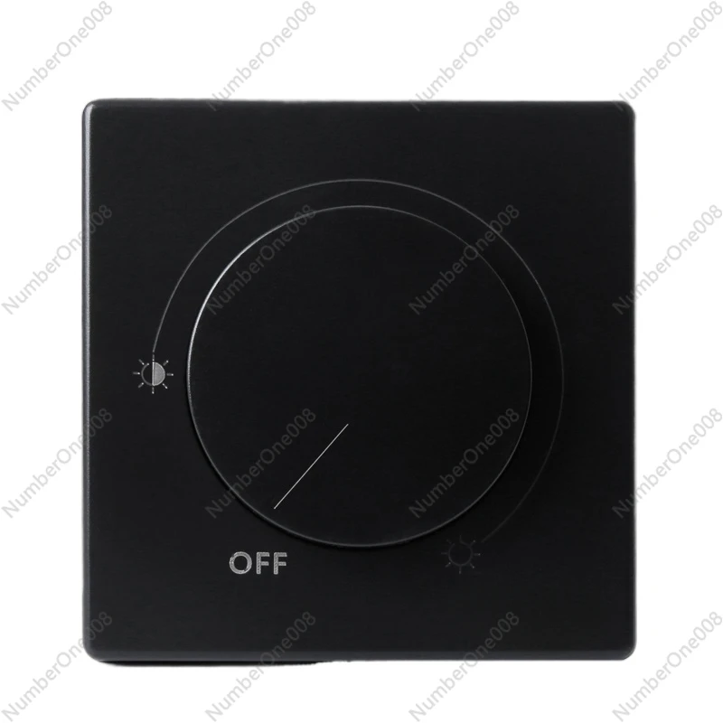 Stepless Dimmer Switch Panel Black One-knob Dimmer Switch Type 86 Light Brightness Adjuster