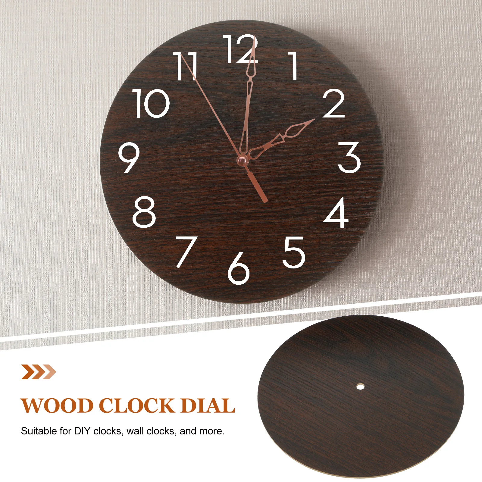 

10 Wood Dial Replacement Grain DIY Wall Clock Circular Disc Accessories Wooden Dial Plate Clock Face