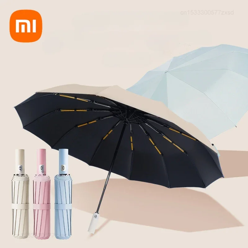 

Xiaomi 24 Bone Windproof anti-UV Fully Automatic Large Umbrella 3 Folding Ribs Double Umbrella Travel Rain Male Women Umbrellas