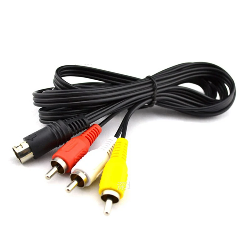 Cable AV de 1,8 m para SEGA Genesis II III/MD 2/3 Cable Audio Video Cable 3RCA a 9 pines para cable de extensión Mega Drive