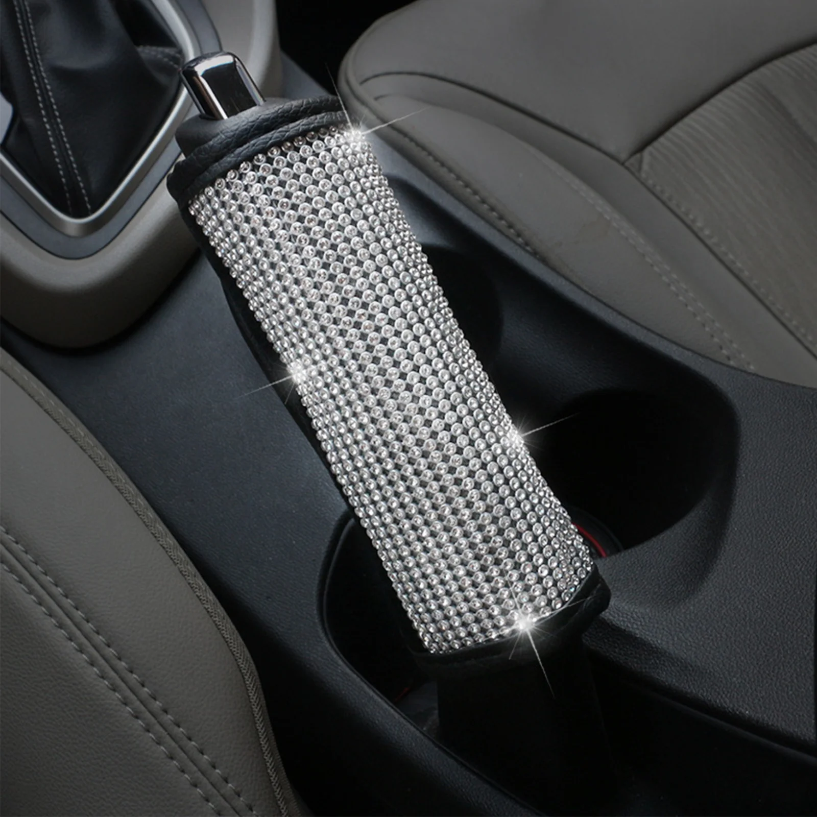 

Cover PU Sleeve Diamond Decor Anti slip Car Gear Protector Steering Rod Assorted Colors Easy Install