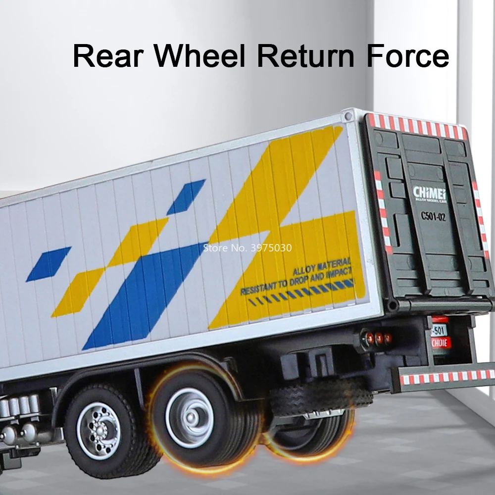 1:32 Alloy Container Transport Truck Cars Toy Models Wheel Pull Back Vehicles 3 Doors Opened Miniature Car Boys Educational Toys