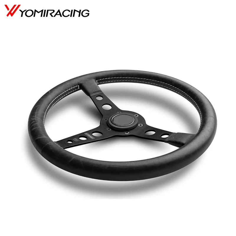 JDM Drift Racing Steering Wheel 14 Inch 350mm Deep Concave Genuine Leather Drift Racing With No Logo Support DIY