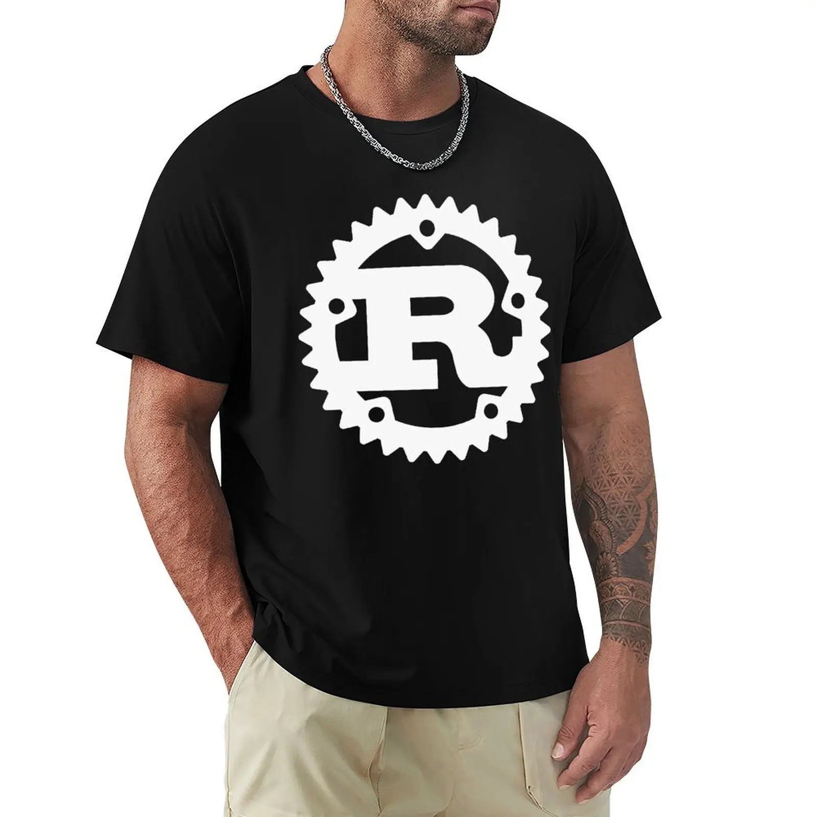Rust programming language logo white and dark classic t shirt T-Shirt Plus Size Basic Cotton T-Shirt