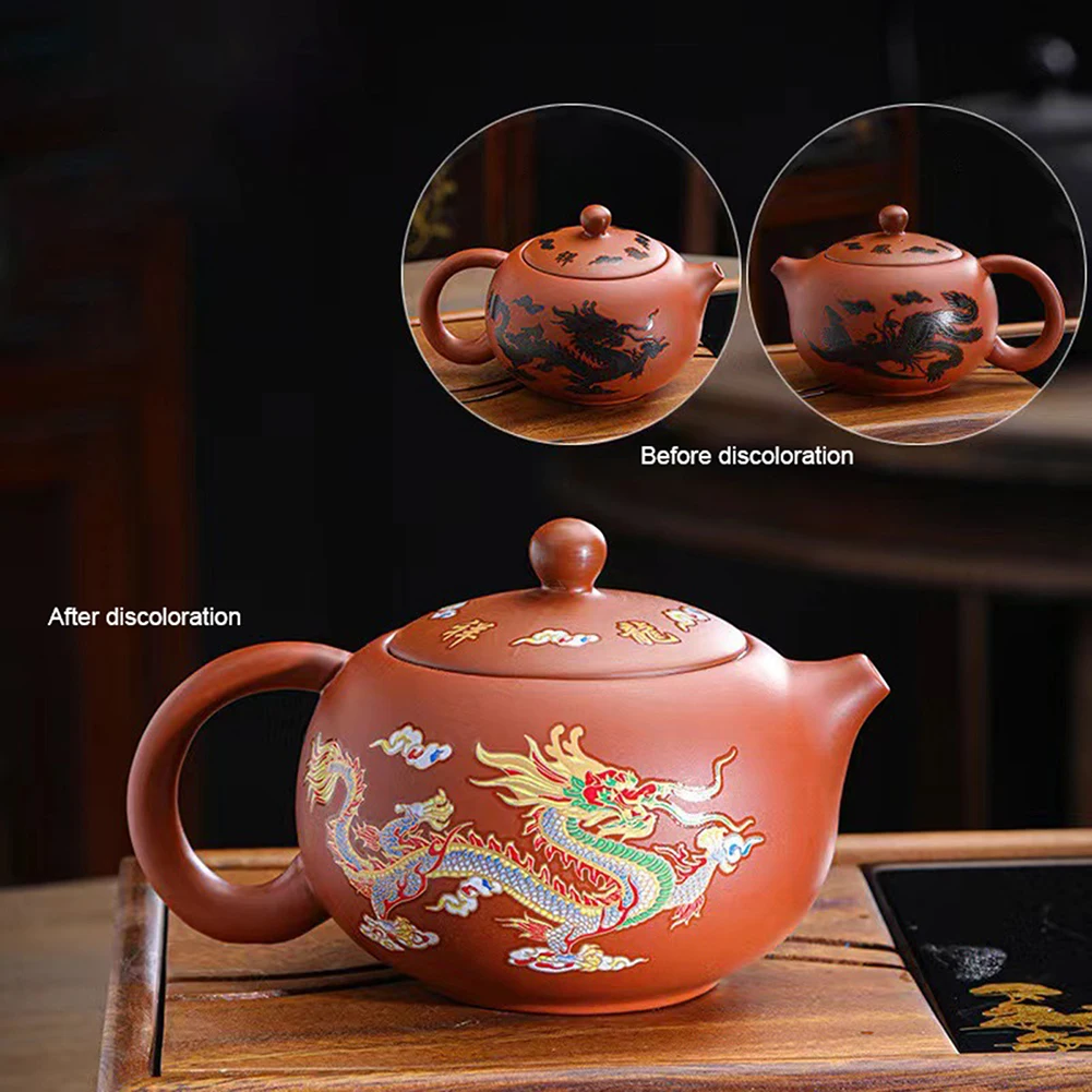 Hand-made Dragons Phoenixs Color-changing Purple Clay Teapot Easy Cleaning Gongfu Teapot Gift for Tea Lover