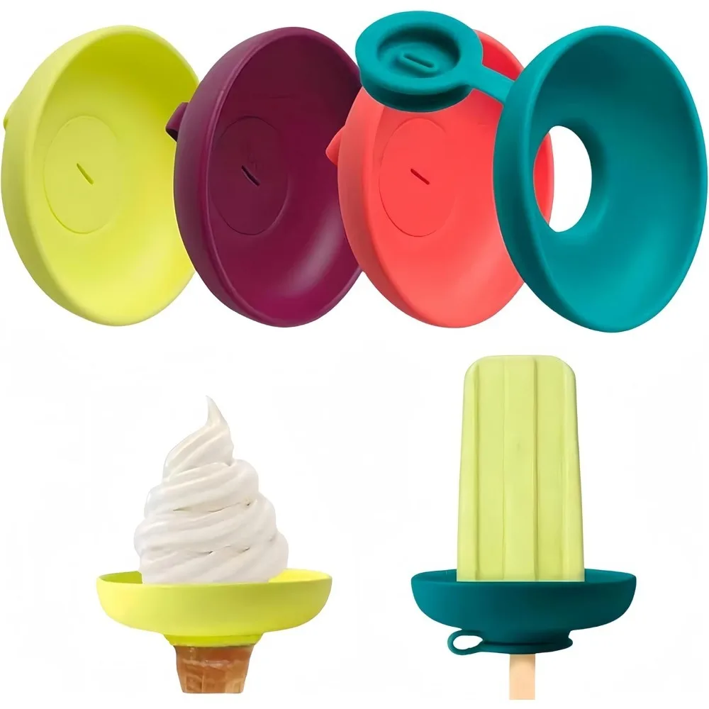 

1/4 pack Silicone anti-drip ice cream stand, reusable, Portable popsicle stand perfect for summer desserts, Popsicle stand