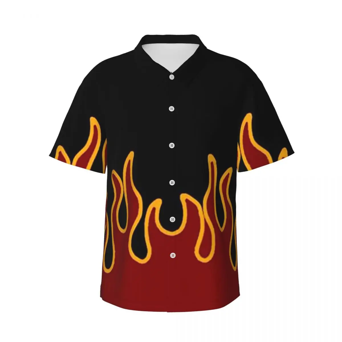 

Big Fire Flames Burning Flame Men's Shirts Hawaiian Short Sleeve Shirt Fashion Lapel Tops for Summer Beach