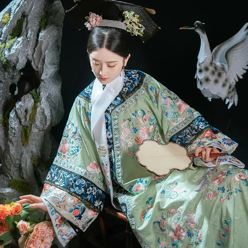 

Chinese Hanfu Qing Dynasty Imperial Concubine Stage Performance Costumes Vintage Women Photography Cheongsam Clothing Cosplay
