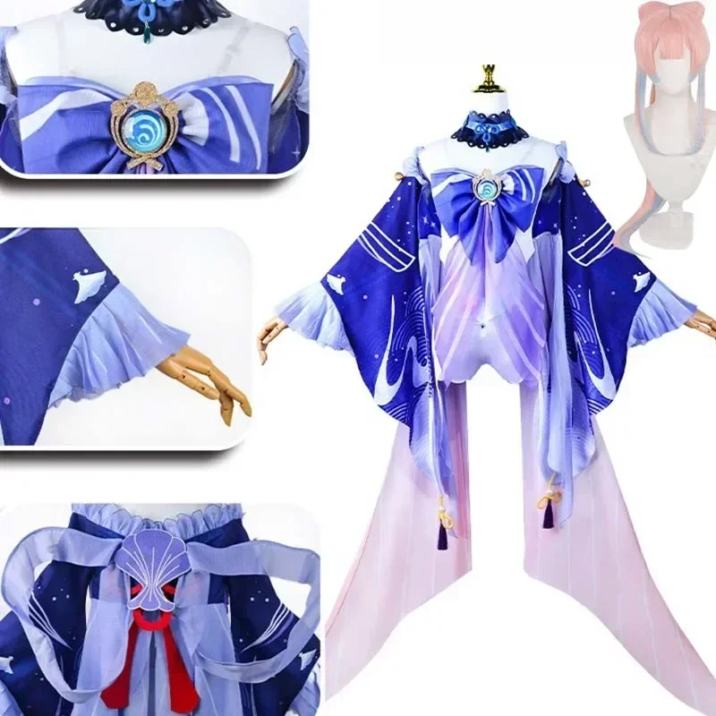 

Sangoiya kokomi cosplay costume kokomi tube top dress set cosplay costume outfits with back decoration wig