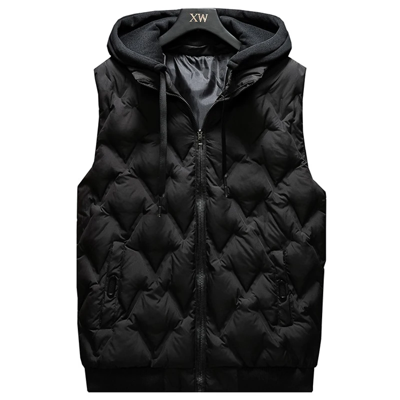 

Fashion Men's Vest Jacket Hooded Autumn Winter Warm Sleeveless Jacket Men Casual Black Vest Thicken Plus Size Waistcoat L-5XL