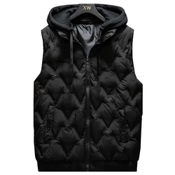 Fashion Men's Vest Jacket Hooded Autumn Winter Warm Sleeveless Jacket Men Casual Black Vest Thicken Plus Size Waistcoat L-5XL