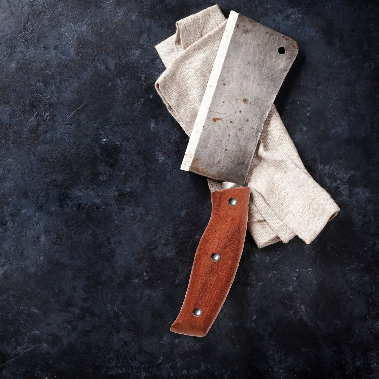 Kitchen Cutter Handle Replacement Premium Wood Iron Material Non-Slip Grip for Chopping Vegetable Cutter Home Use