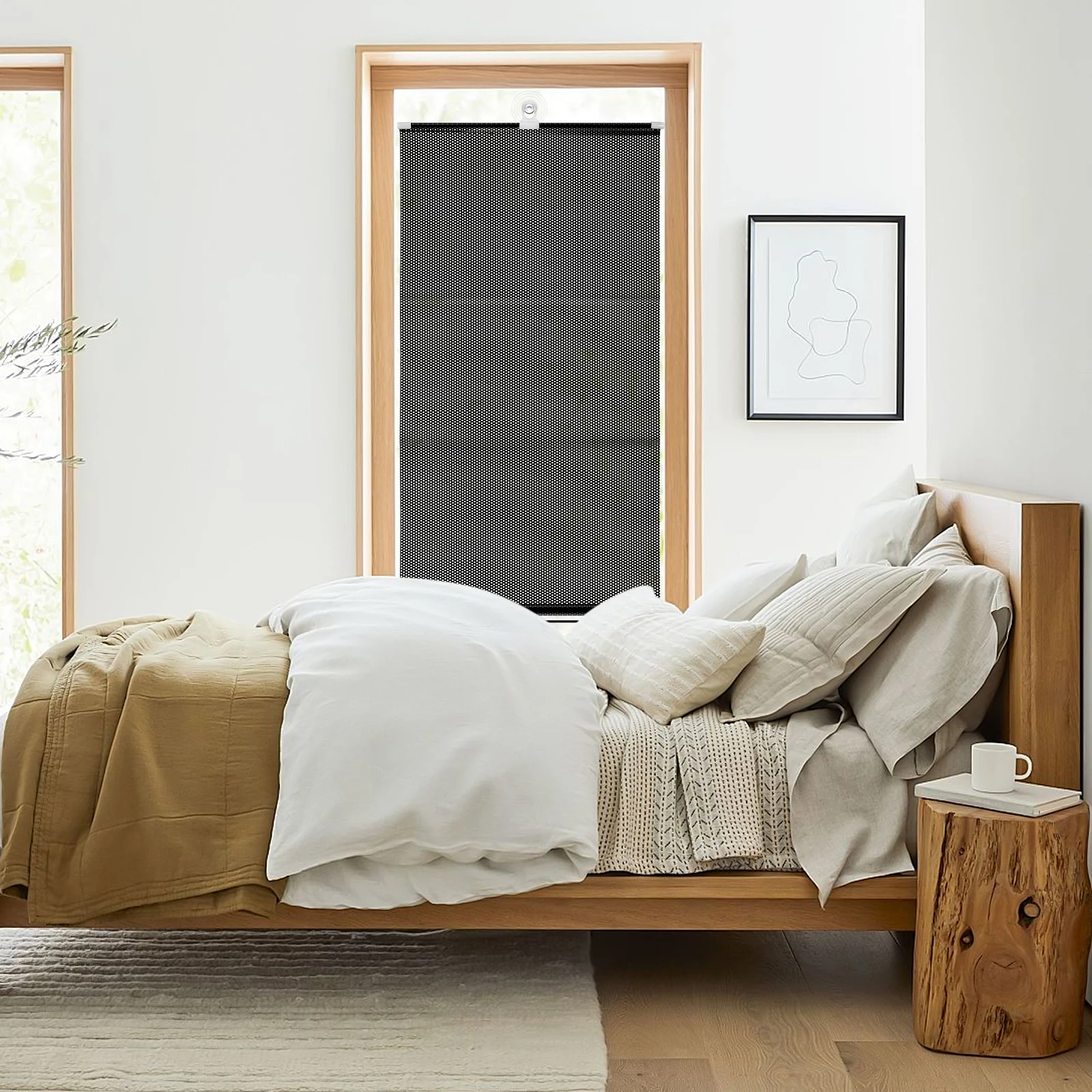 

Soft Edge Hem Design Cup Sunshade for Door Office Bedroom Travel Blackout Curtains Household Roller Blinds