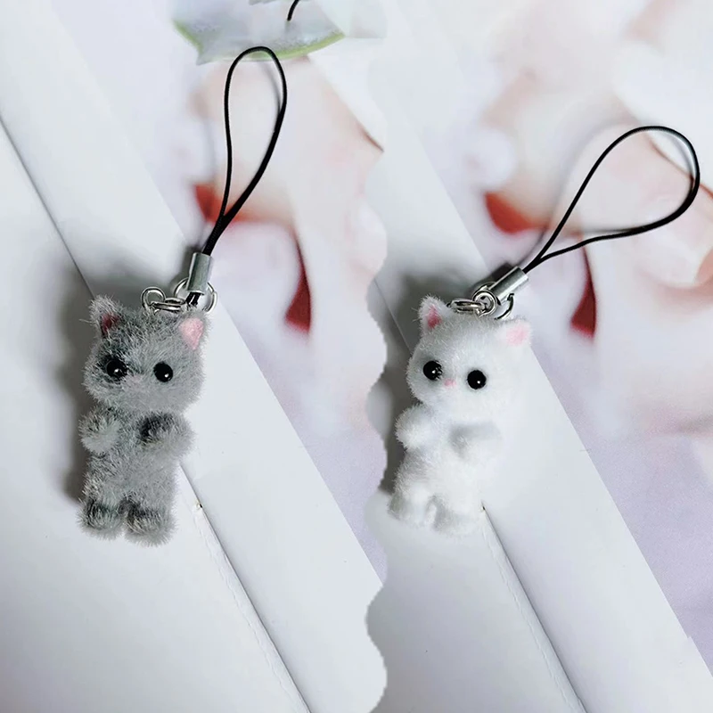 Cartoon Cute Three-dimensional Cat Pendant Phone Lanyard Cute Cat Doll Mobile Phone Strap Keychain Couple Pendant Bag Decoration