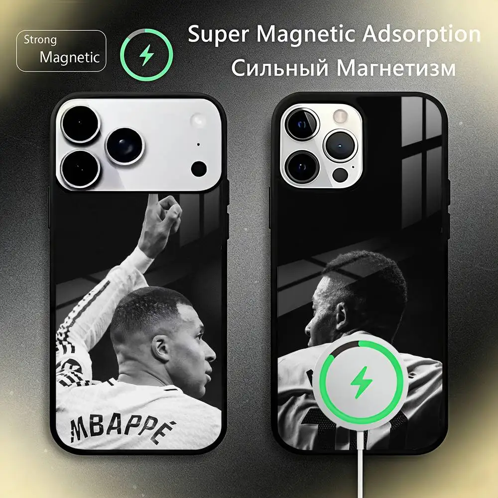 

K-kylian M-mbappe Football Star Phone Case For iPhone17,16,15,14,13,12,11 Plus,Pro Max, New Magnetic Wireless Charging