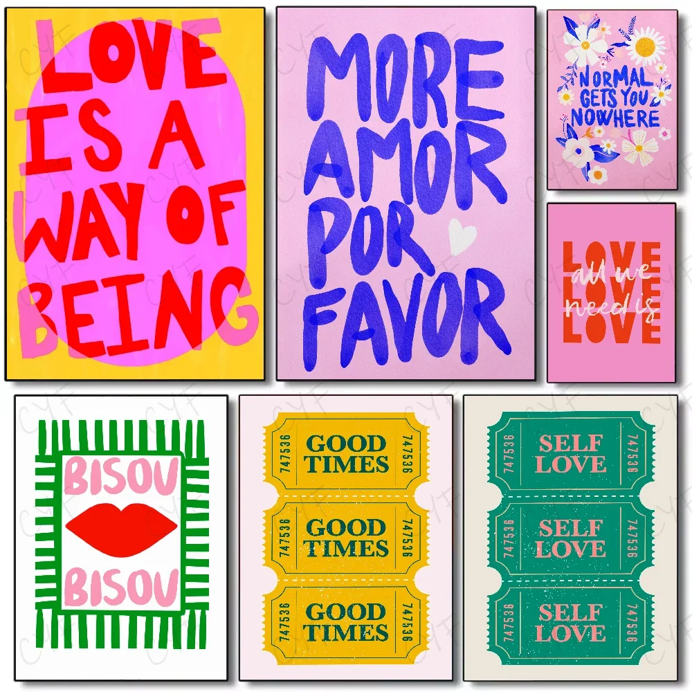 1pc Frameless Minimalist Sunlight and Eclectic Love Quotes Canvas Posters HD Art Print for Modern Living Room Bedroom Bar Home A