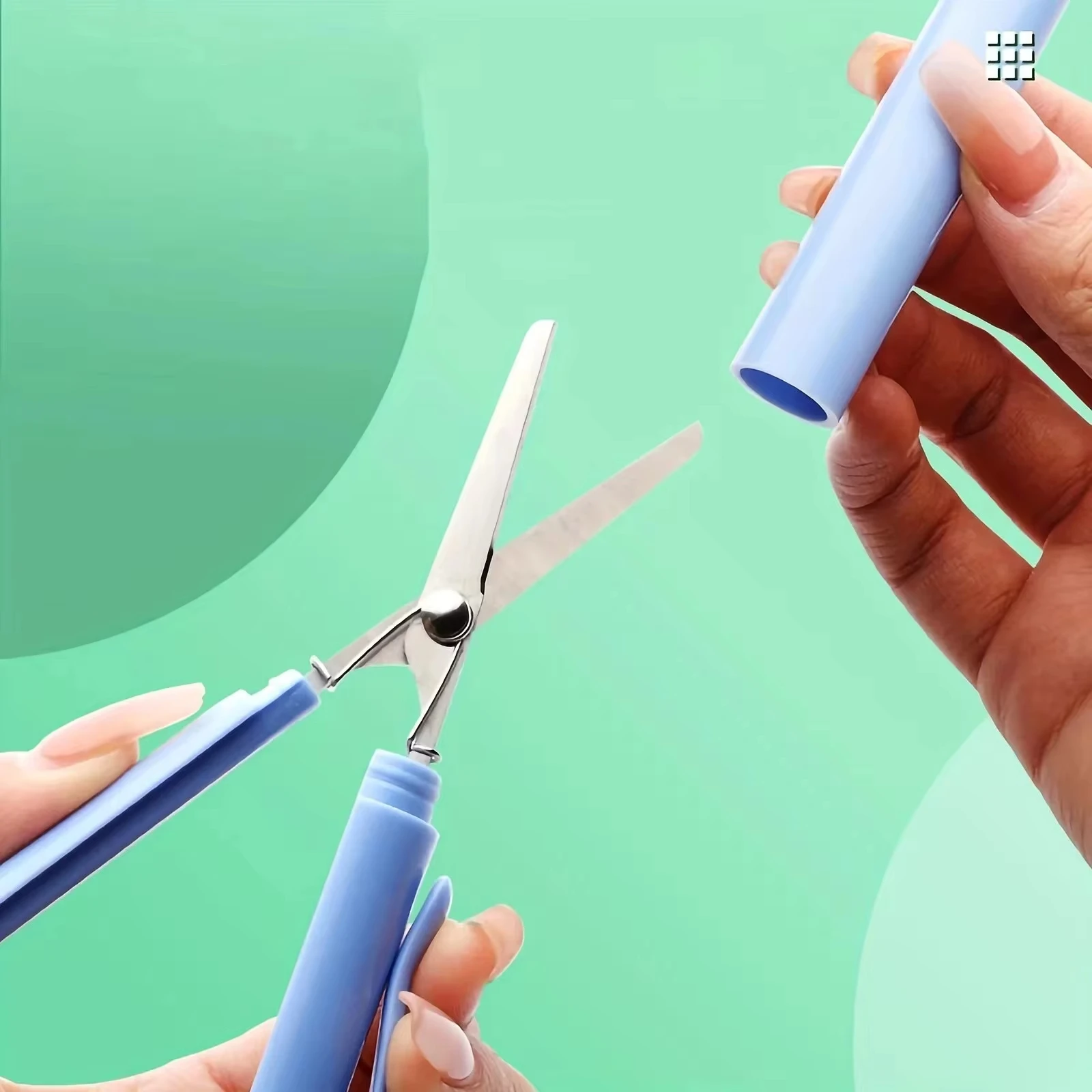 1pc コンパクトステンレス鋼ミニ折りたたみはさみポータブルクリエイティブペンスタイルデザインブルーピンクホワイト学生アートプロジェクト用