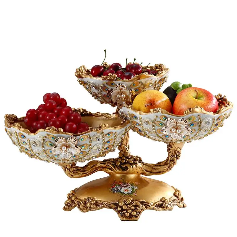 Beautiful Plate Natural Resin Applique Arabic Style Multi-Layer Dried Fruit Tray Fashion Desk Stuff